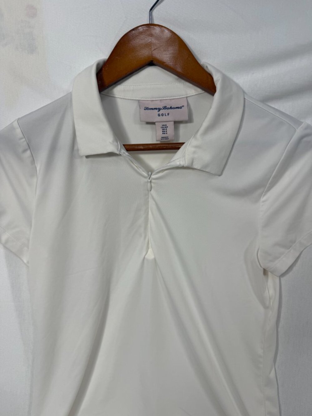 Tommy Bahama Golf Polo Shirt Womens Small White 1/4 Zip Active Short Sleeve S